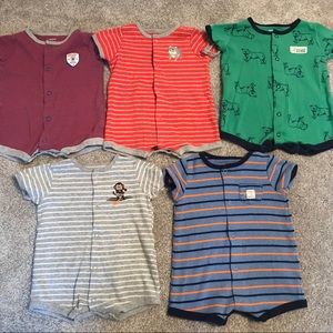Lot of 5 Baby Boy 0-3 Month Rompers